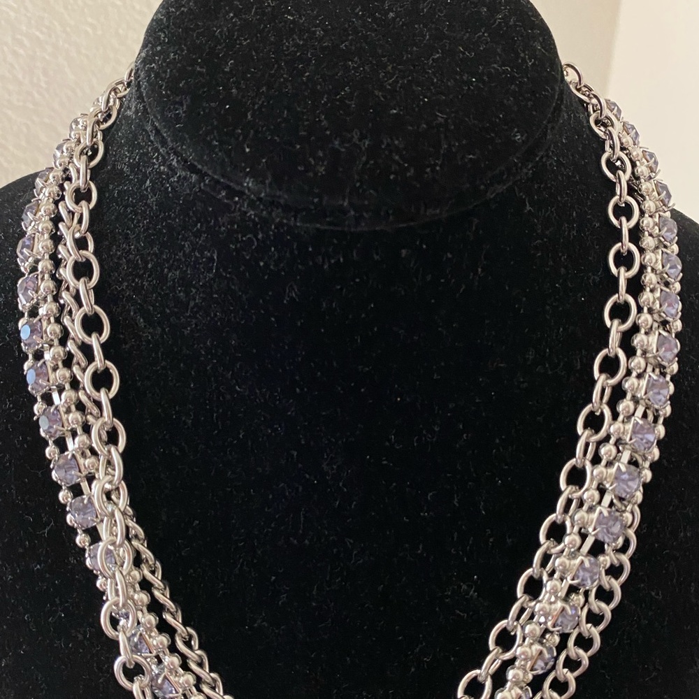 Nordstrom Silver Rhinestone Statement Necklace - image 8